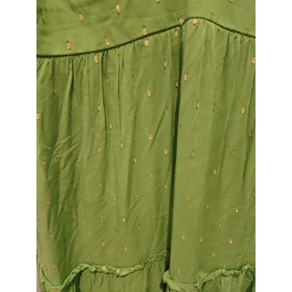 Ave Rara Women's M Lime Green Tiered Maxi Dress Tie Straps Boho Party Brazil - Picture 3 of 9